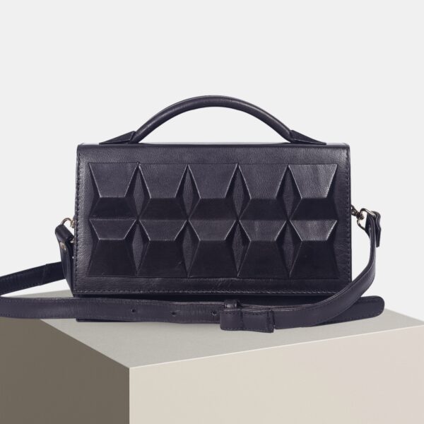 Pure Black Ladies Leather Sling HandBag - Image 2