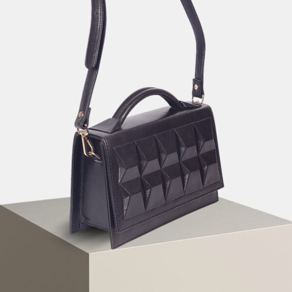 Pure Black Ladies Leather Sling HandBag - Image 3