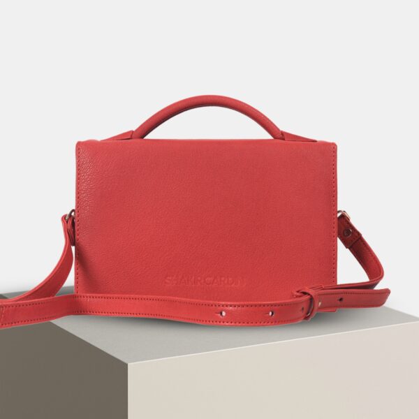 Crimson Red - Genuine Leather Cross BodyBag - Image 3