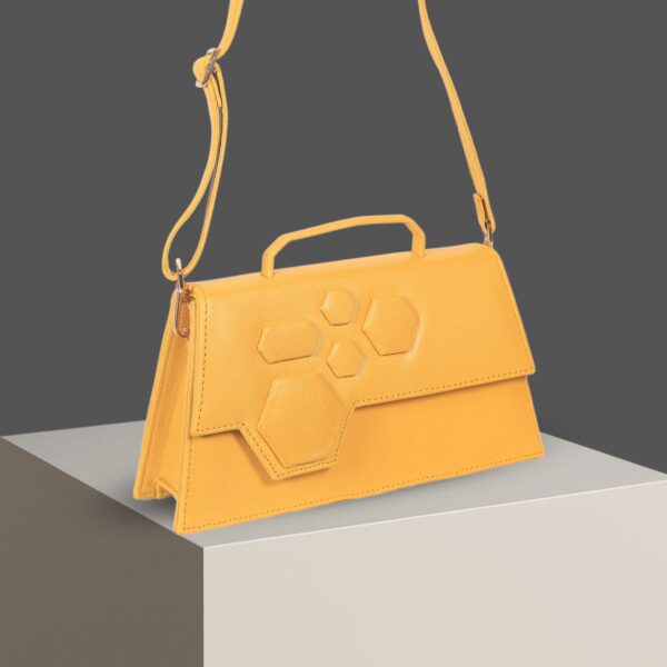 Gold - Preppy Sassy - Leather Sling HandBag - Image 4
