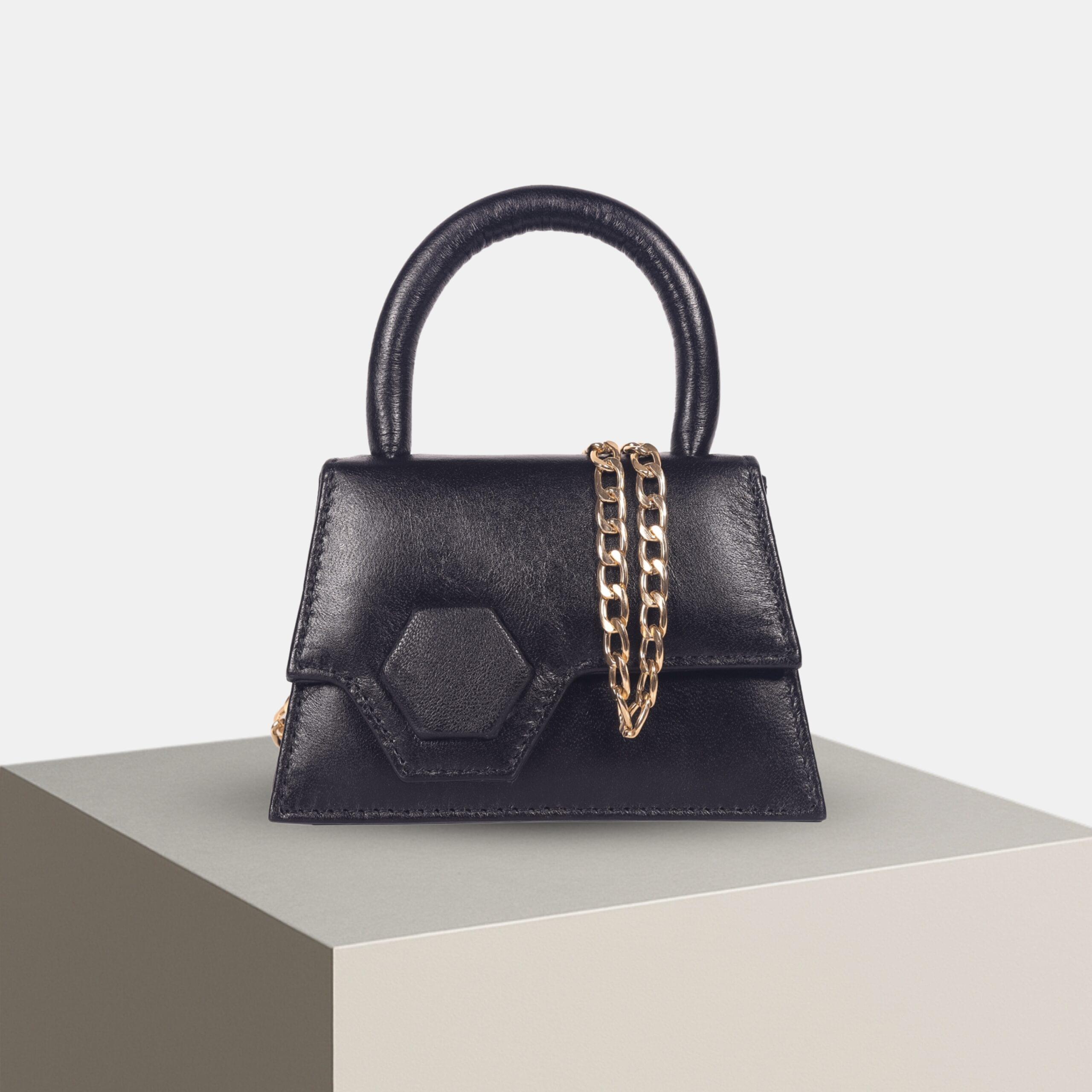 Royal Black - Mini Leather Sling Handbag