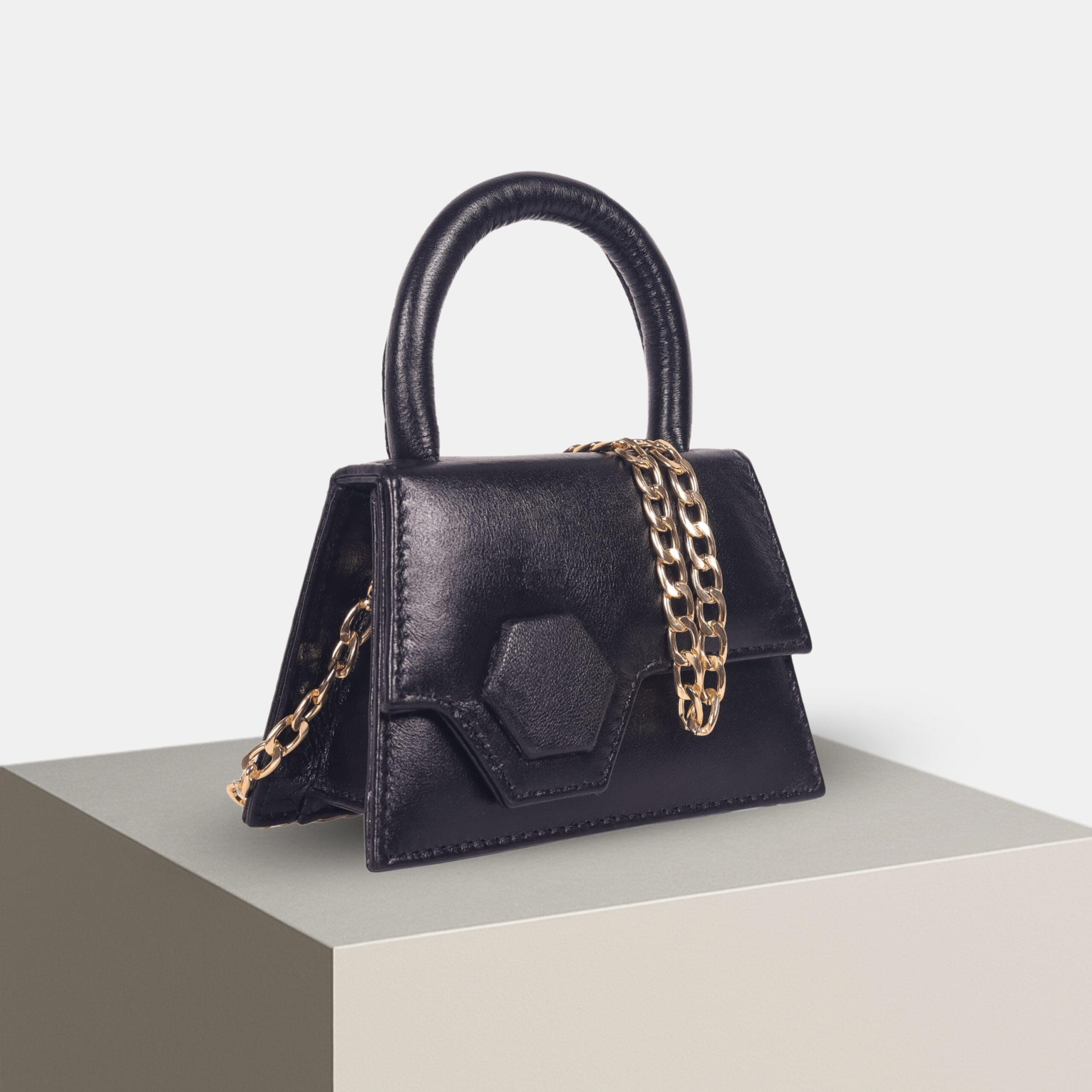 Royal Black - Mini Leather Sling Handbag - Image 2