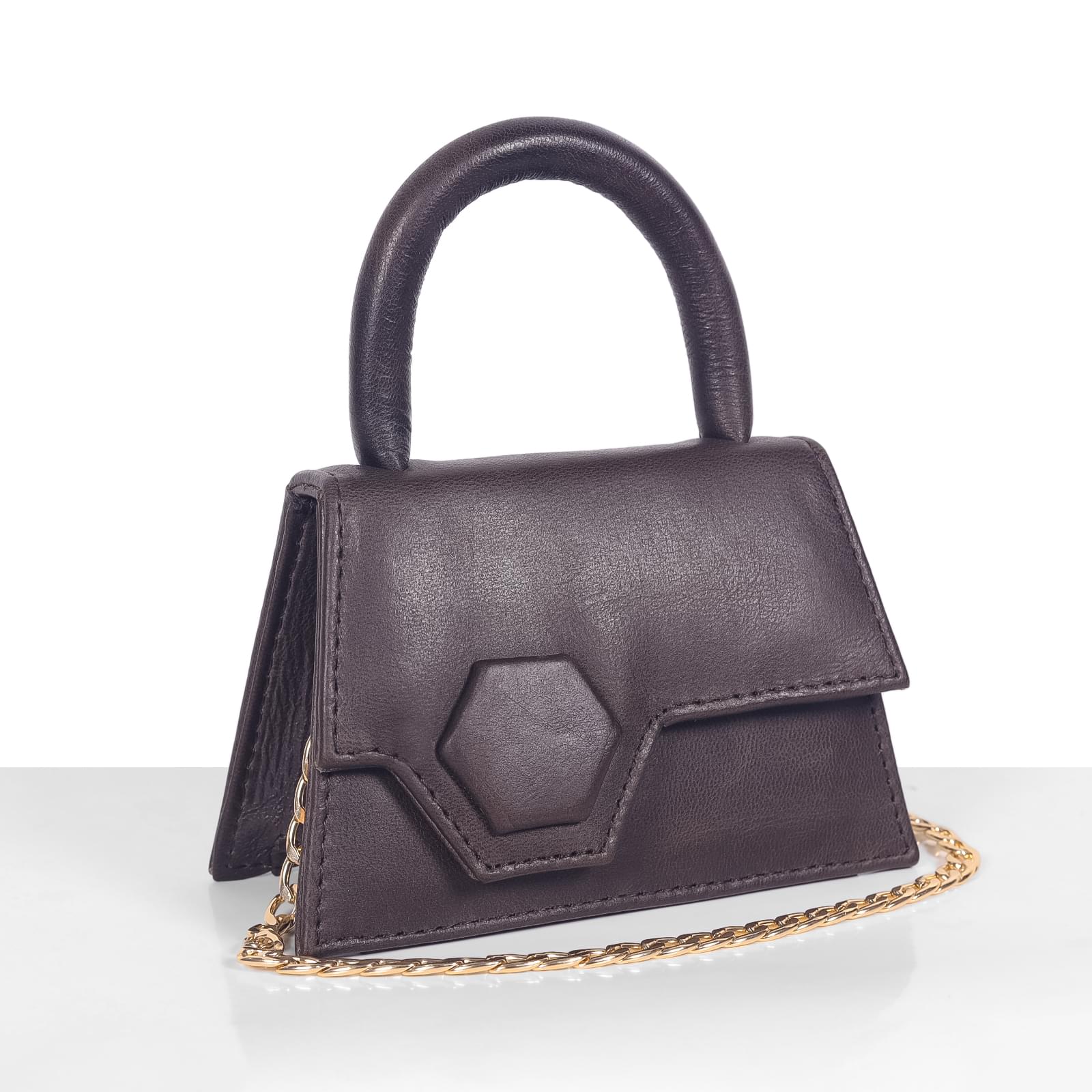 Meta Dark Brown - Mini Leather Sling Handbag - Image 5