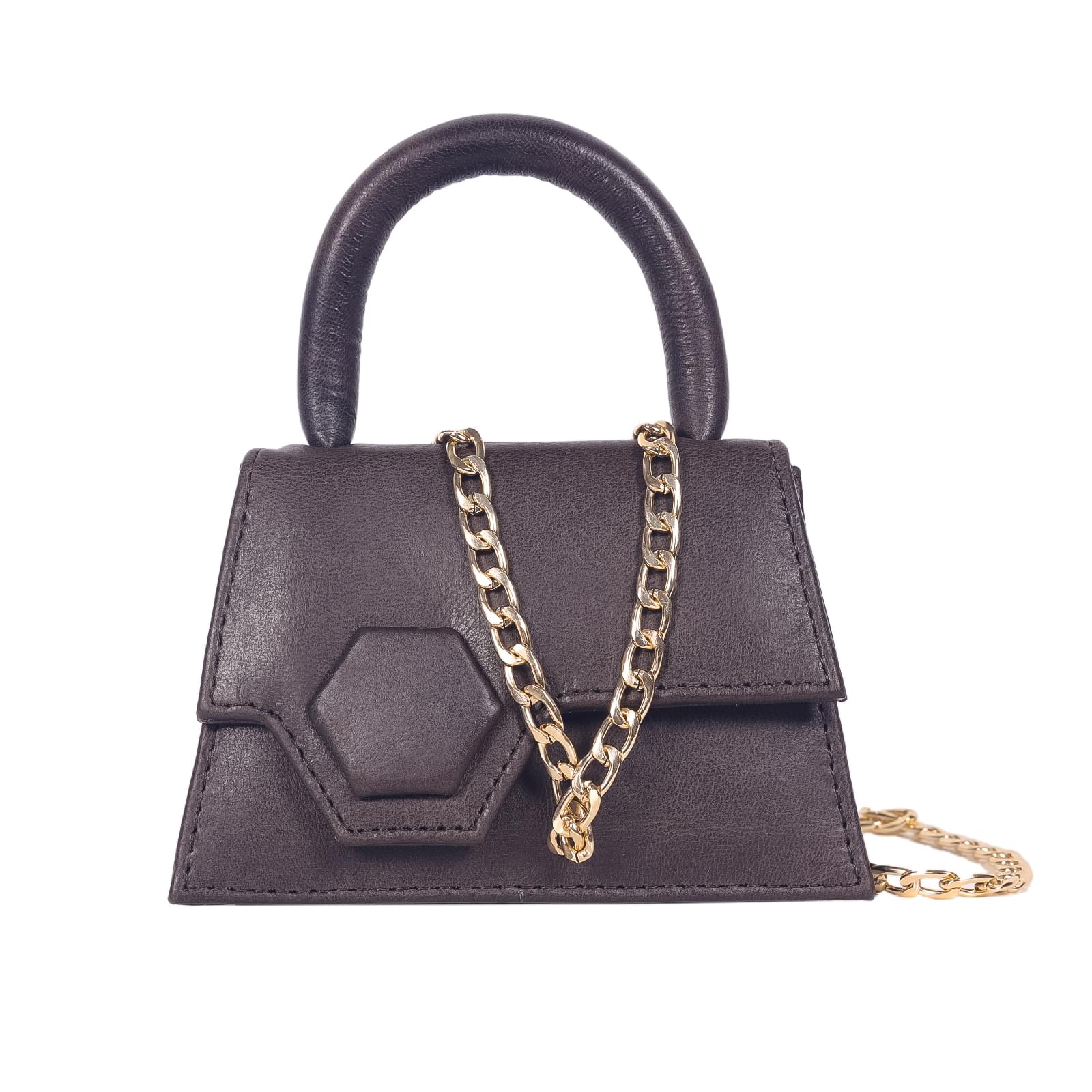 Meta Dark Brown - Mini Leather Sling Handbag - Image 3