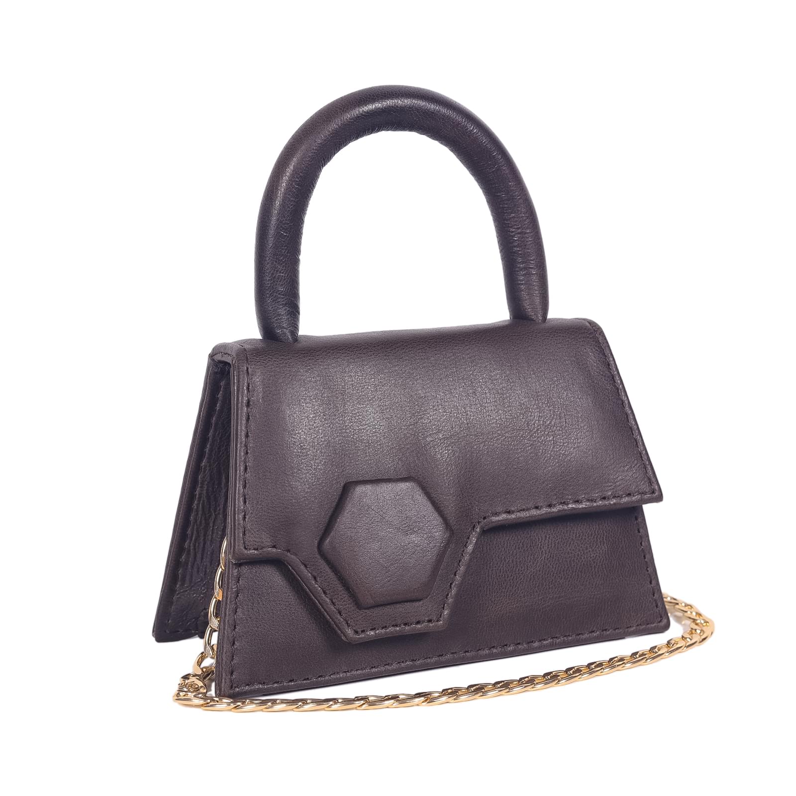 Meta Dark Brown - Mini Leather Sling Handbag - Image 2