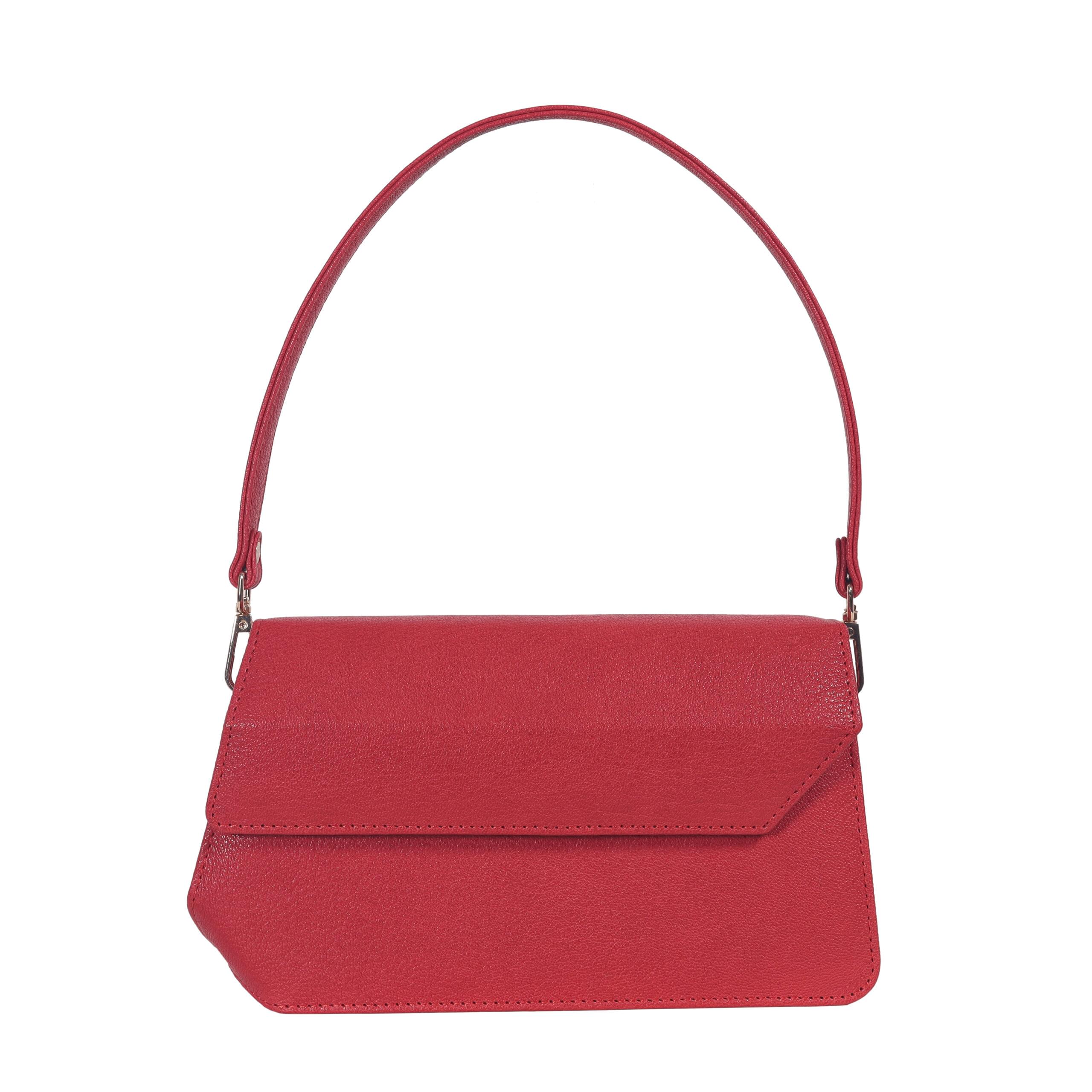 Hot Red - Leather Statement Shoulder Bag - Image 2