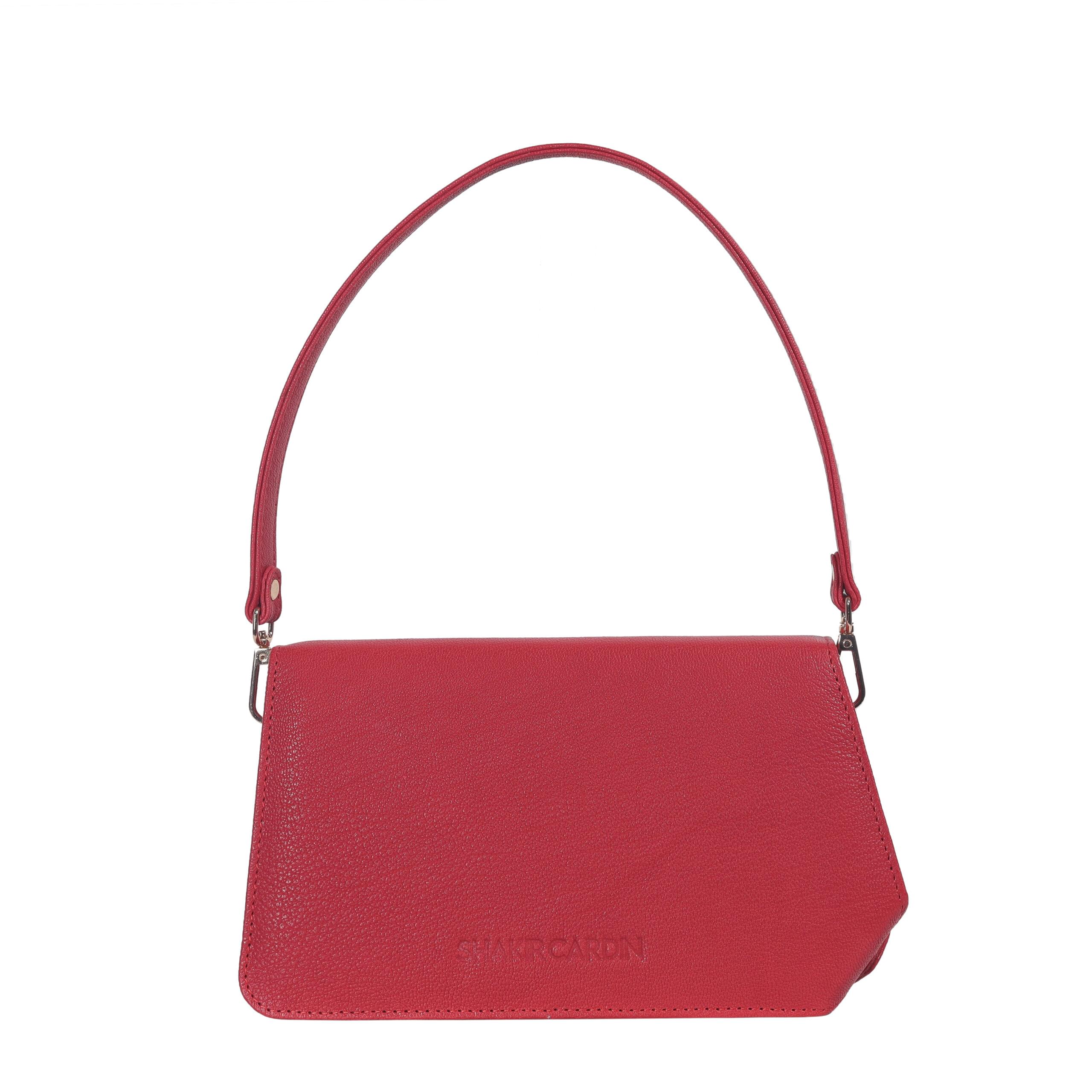 Hot Red - Leather Statement Shoulder Bag - Image 3