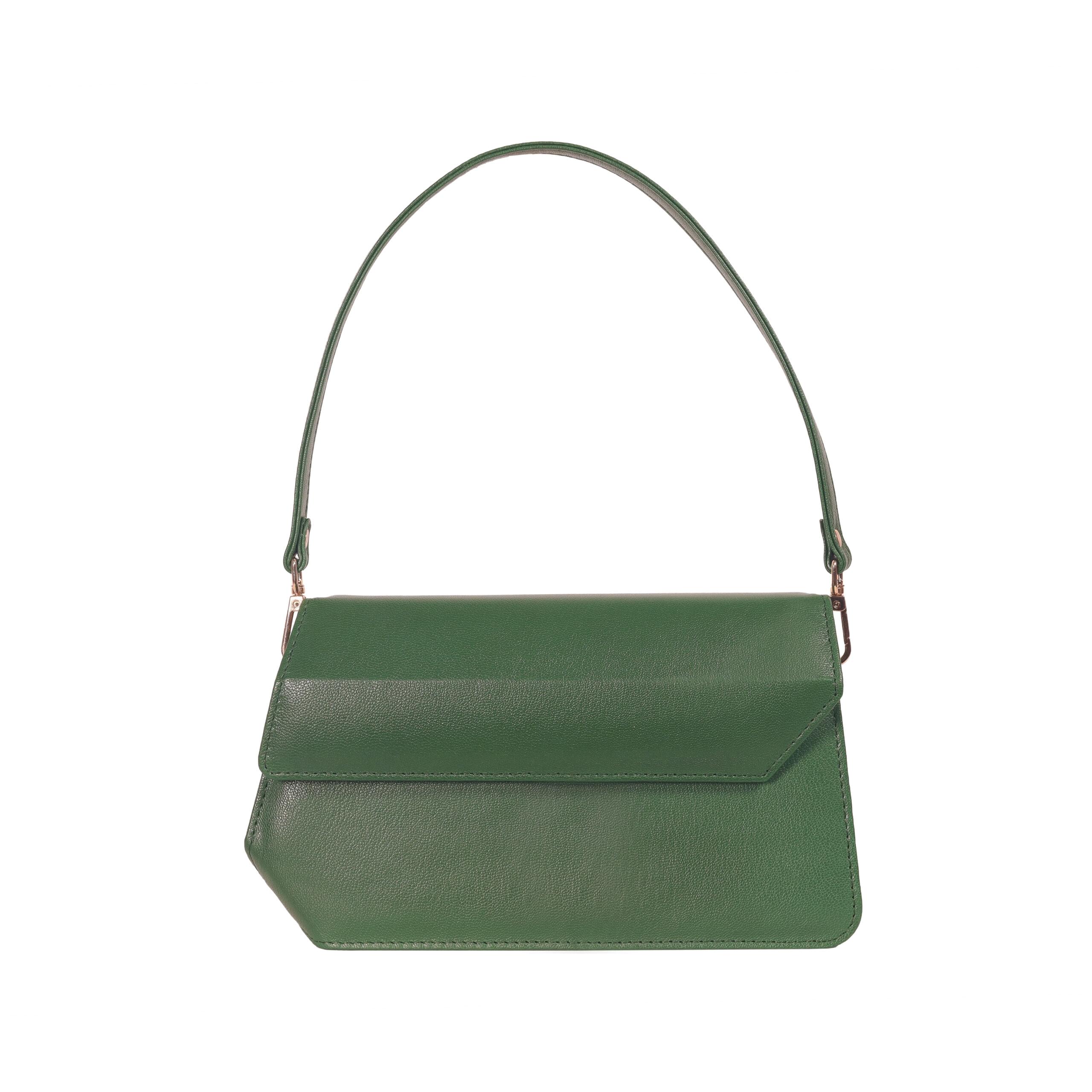 Olive Green - Leather Statement Shoulder Bag - Image 3