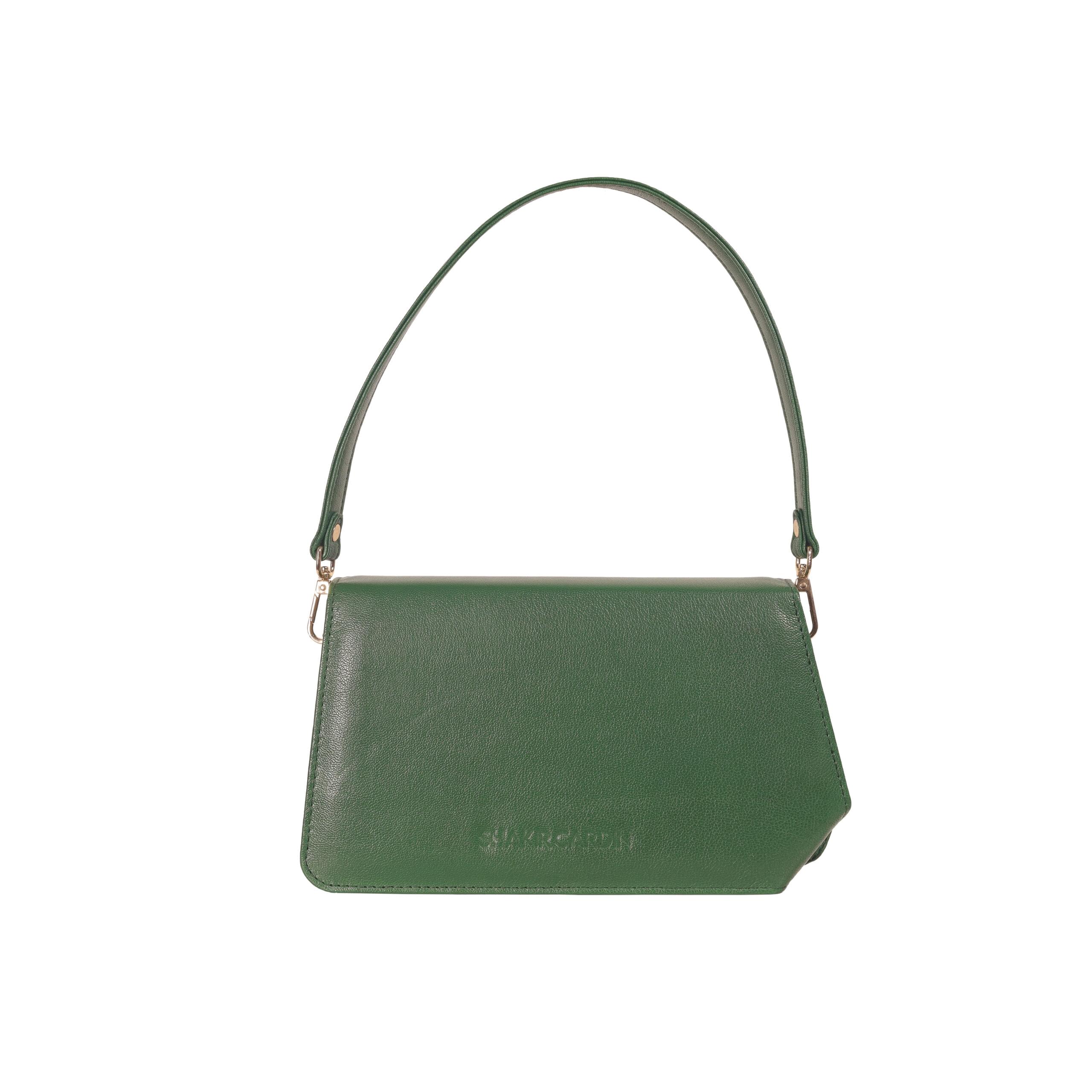 Olive Green - Leather Statement Shoulder Bag - Image 2